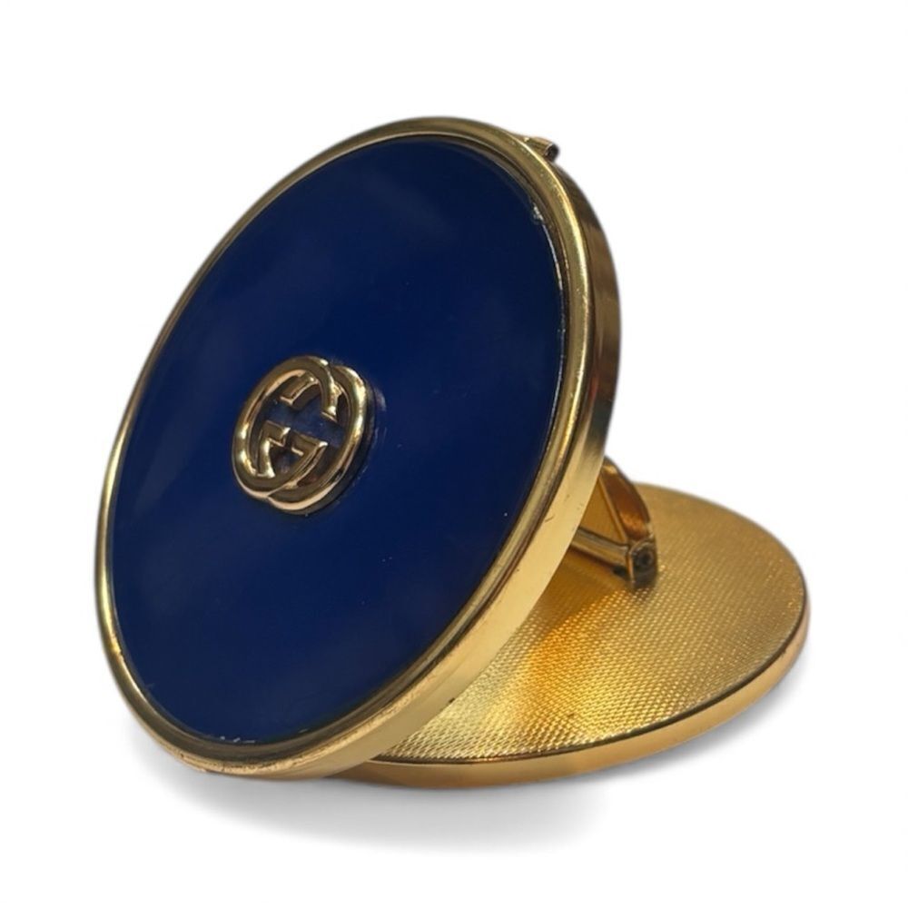 Gucci Gold and Cobalt Blue Vintage RARE Mirror Compact